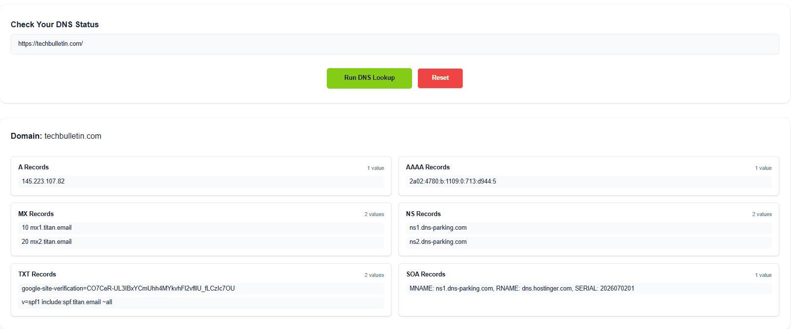 Check TXT Record